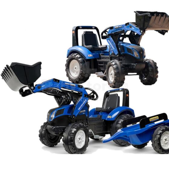 FALK New Holland mėlynas pedalinis traktorius su priekaba nuo 3 metų
