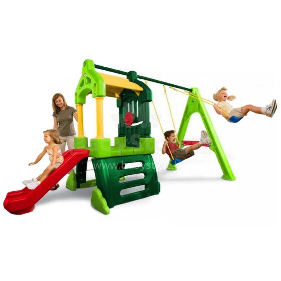 „Little Tikes“ žaidimų aikštelės klubo namelio čiuožykla ir sūpynės