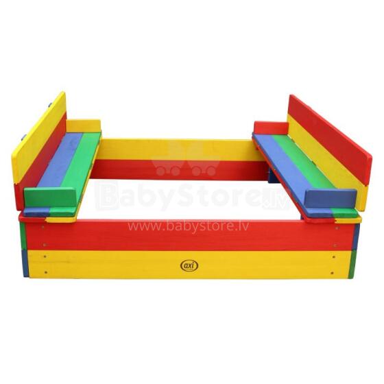 AXI Wooden Sandbox Ella Rainbow Covered with Benches