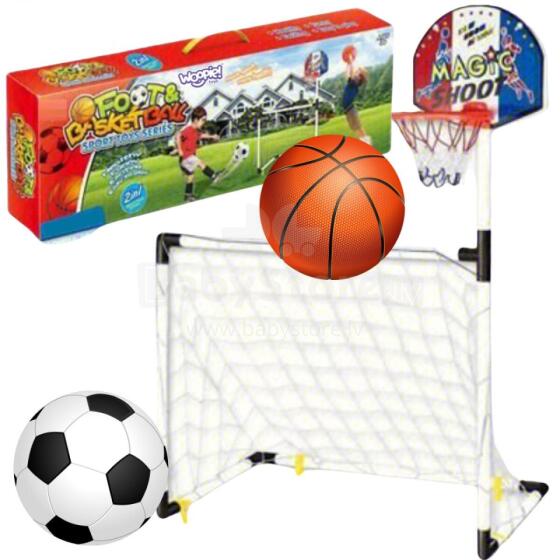 WOOPIE 2in1 krepšinio rinkinys, futbolo vartai + kamuoliai
