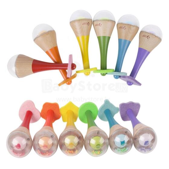 CLASSIC WORLD Barškutis 2in1 Medinis instrumentas Vaivorykštės marakasai 1 vnt.