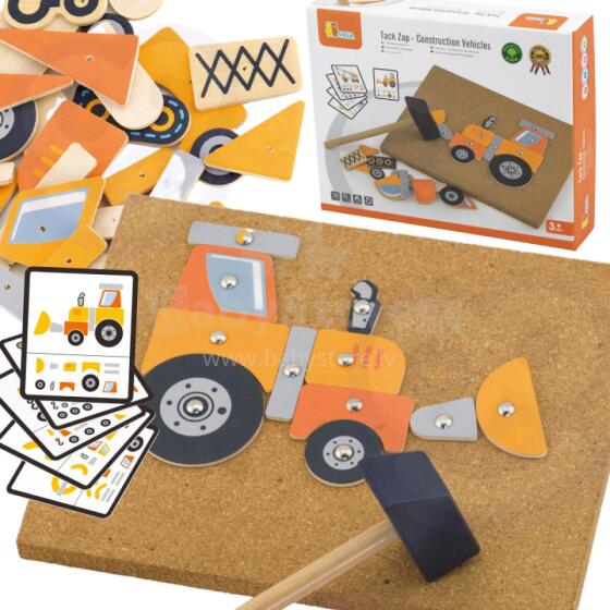 VIGA Wooden Nail Art Construction Vehicles 45 Pieces Montessori