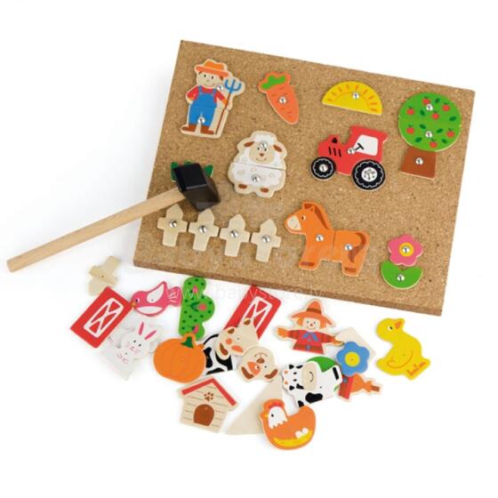 VIGA Wooden Farm Nail Art Montessori Cork Board