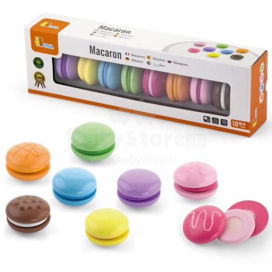 VIGA mediniai sausainiai, spalvingi sausainiai, macarons, 8 vnt. rinkinys