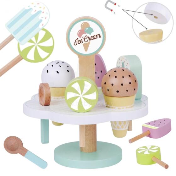 TOOKY TOY Wooden Magnetic Ice Cream on Stand