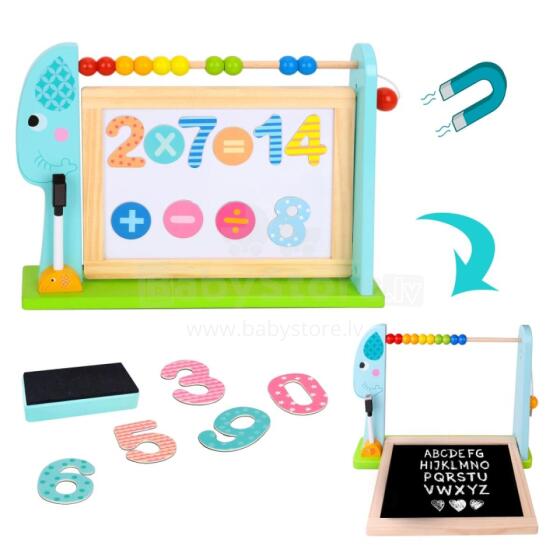 TOOKY TOY Duża Drewniana Tablica Dwustronna Magnetyczna+ Kredowa