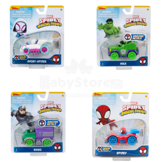 SPIDEY AND HIS AMAZING FRIENDS Metalinis automobilis, 7,5 cm