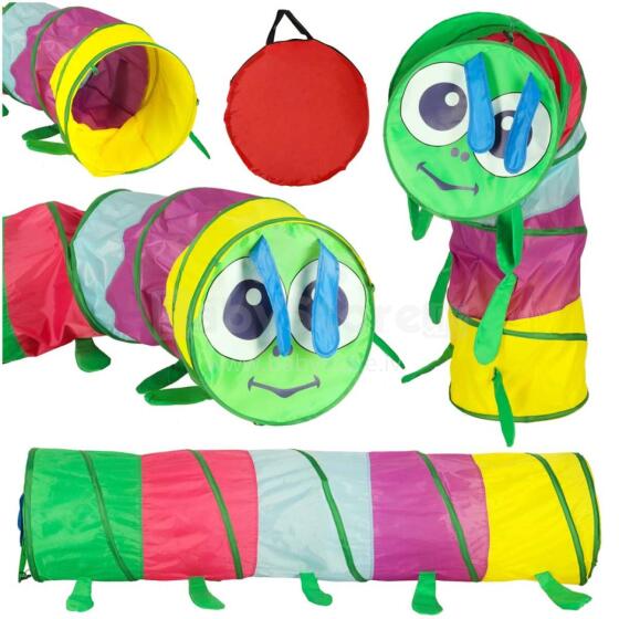 Ikonka Art.KX3132 Children's garden tunnel tent self-assembling track for home garden large foldable caterpillar