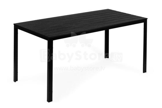 6 asmenų sodo stalas 156x78 cm Polywood lauko baldai juodas