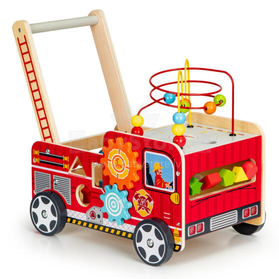 Medinis edukacinis vaikų vaikštynė su blokais - Gaisrinė ECOTOYS