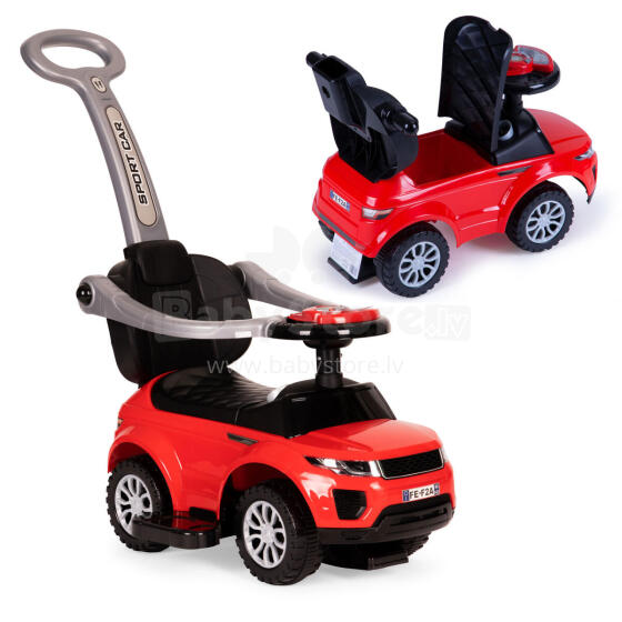 Vaikiškas 3in1 žaislinis automobilis, raudonas