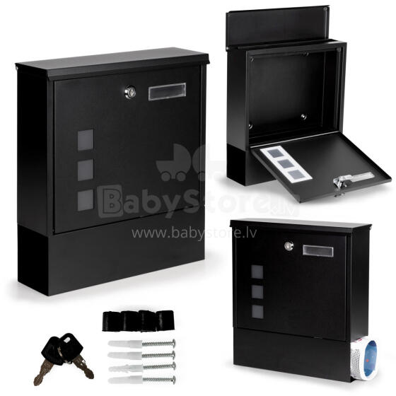 Steel Mailbox Letterbox black with lock