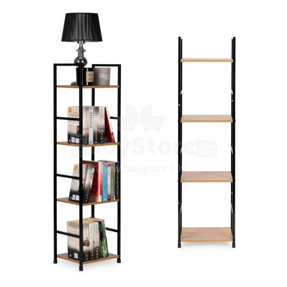Moderni medinė lentyna, metalinis rėmas LOFT, 4 lentynos