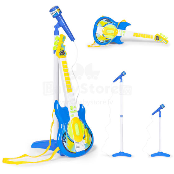 Elektrinė gitara ir mikrofono stovas vaikams mp3 - mėlynas