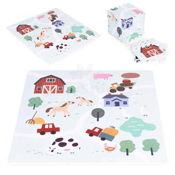 Didelis EVA putų kilimėlis vaikams Farma 90.5x90.5 cm 21 vnt ECOTOYS