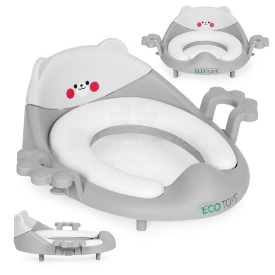 Eco Toys Art.PP104 Grey  Детское сиденье для унитаза с ручками, мягкая подушка, серый,
