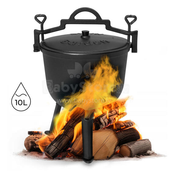 Kociołek żeliwny stojący 10L garnek myśliwski ognisko grill MultiGarden