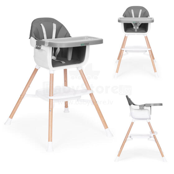 Vaikų maitinimo kėdė 2-in-1, pilka, ECOTOYS