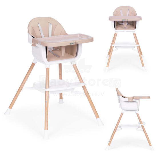 Детский стульчик для кормления 2 в 1, бежевый, ECOTOYS