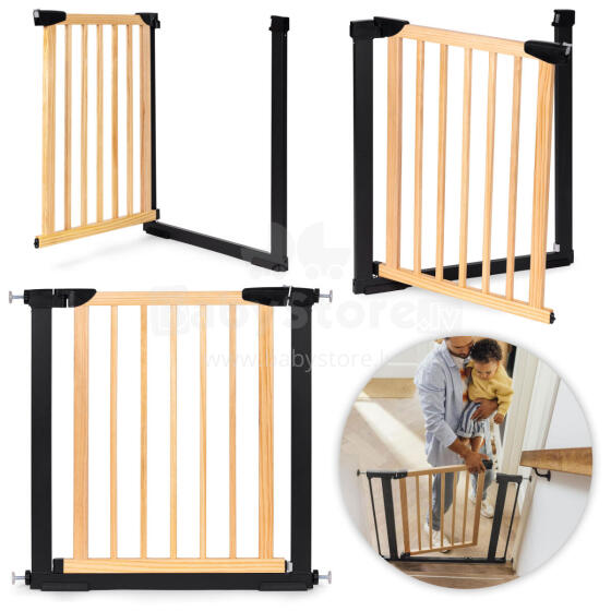 Saugumo vartai, 74-80 cm, laiptams ir durims, metalas ir medis, ECOTOYS