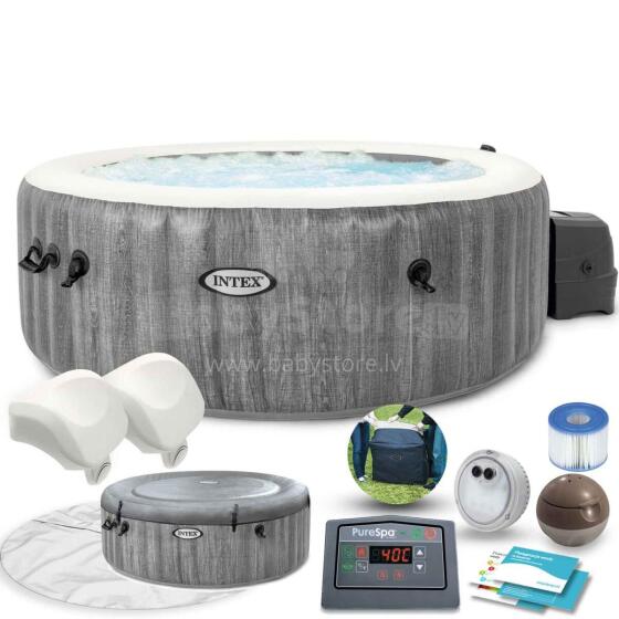 Išpūstas jacuzzi karštas vonia su hidromasažu 4 asmenims 196x71 cm WIFI premium priedai INTEX 28440