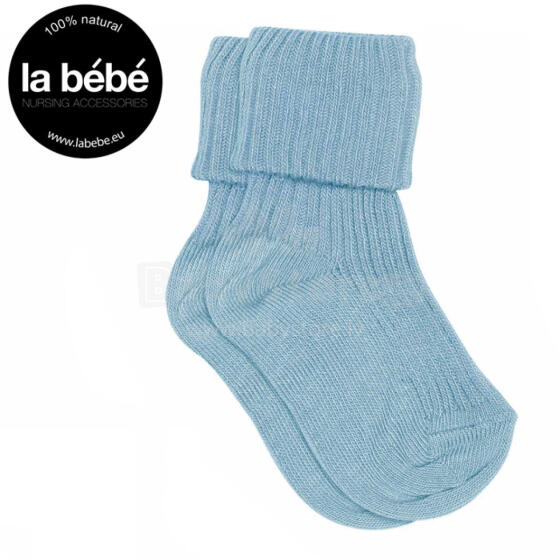 La bebe™ Natural Eco Cotton Baby Socks Art.81008 Blue Натуральные хлопковые носочки для новорожденного  [made in Estonia]