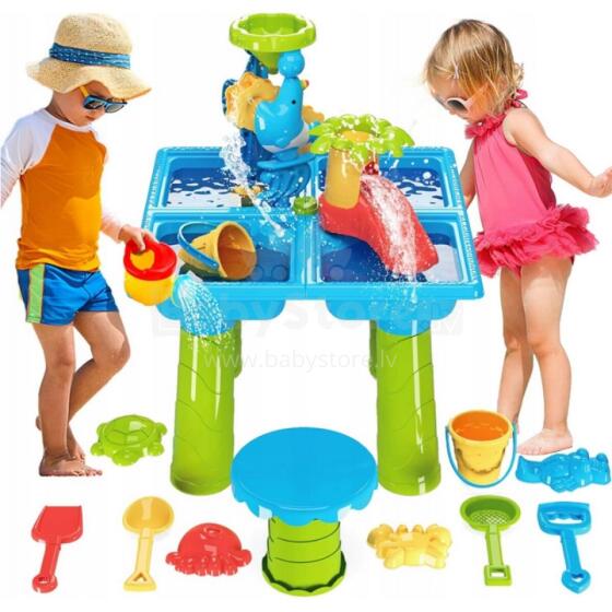 WOOPIE Water Table 2in1 Sandbox with XL Chair Aquapark 4-Pools 13 pcs.