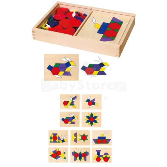 VIGA Wooden Geometric Mosaic Blocks Dienesa Logical Puzzle Montessori 148 pcs