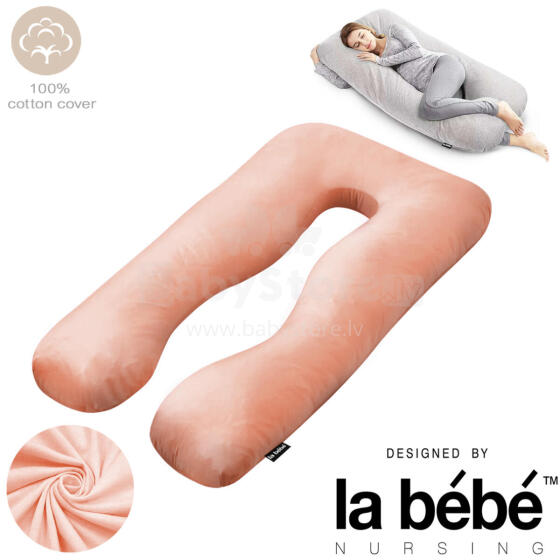 „La Bebe ™ Cushy“ motinystės pagalvė 91914 Peach daugiafunkcinė pagalvė nėščioms moterims (U formos) 155x80cm