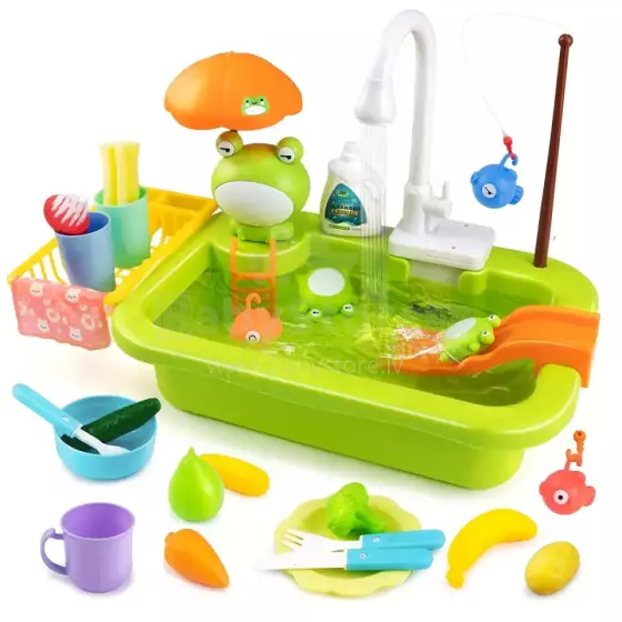 Play Sink Toy Art.257368 Green Кухонная раковина с аксессуарами