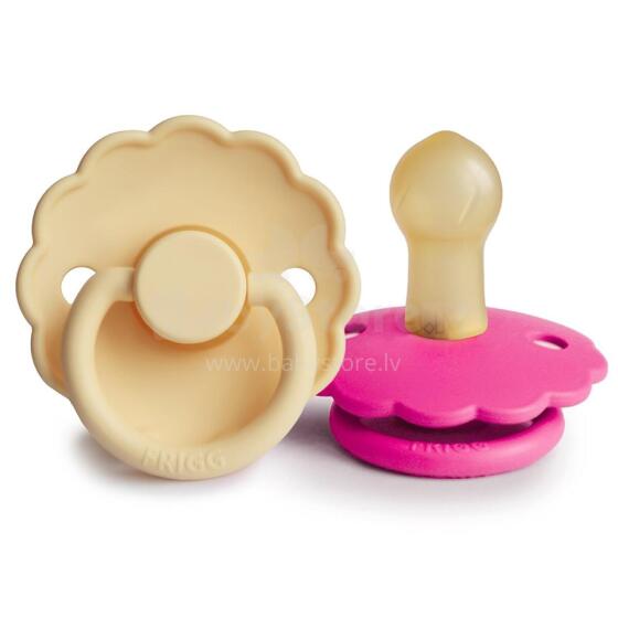 Frigg Daisy Round Latex Art. 101245 Pale Daffodil/Fuchsia Pacifier (nipple) made of 100% natural rubber 0-6 months (2 pcs.)
