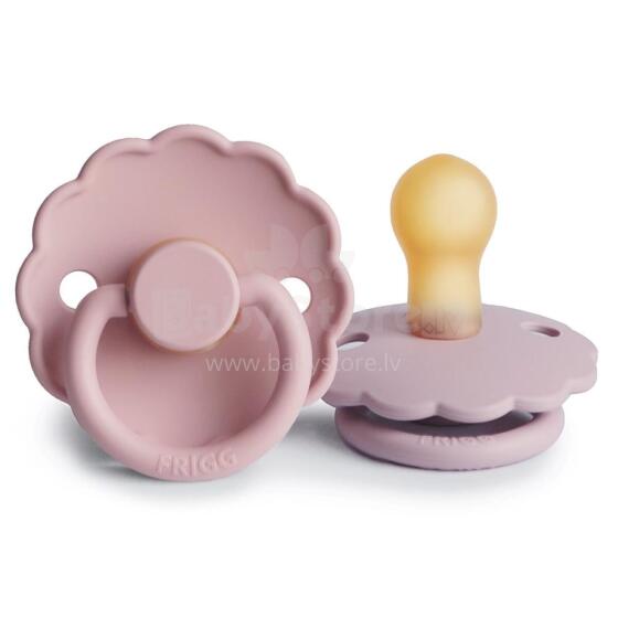 Frigg Daisy Round Latex Art.100458 Baby Pink/Soft lilac apvalus jaukas (čiulptukas) iš 100% natūralaus kaučiuko nuo 0 iki 6 mėnesių (2 vnt.)