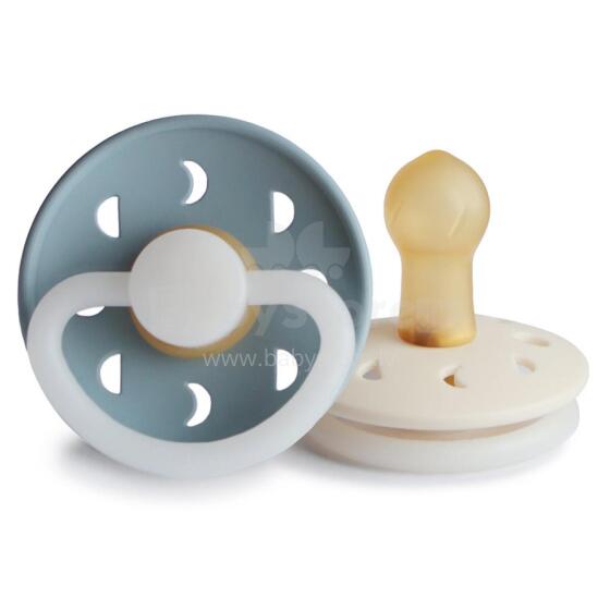 Frigg Moon Phase Round Latex Night Art.100202 Stone Blue Night/Cream Night Pacifier (nipple) made of 100% natural rubber 6-18 months (2 pcs.)