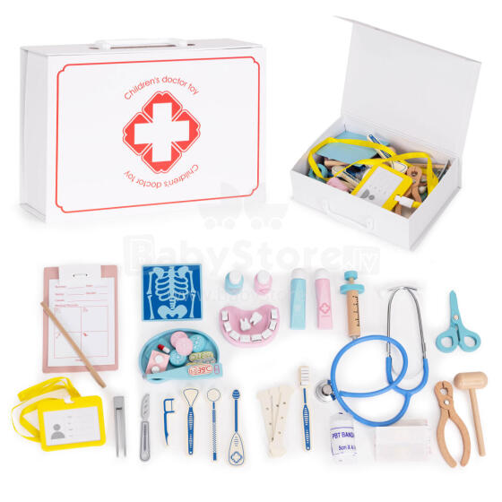 Wooden Doctor Play Set Medical Suitcase for Children 34 Pieces