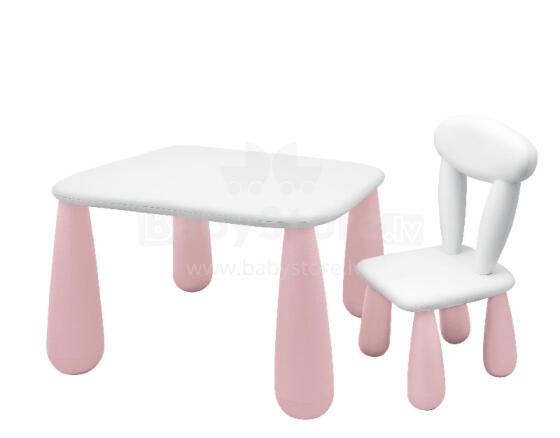 MALTEX SET LUNA Vaikiškas Stalas + Kėdė Balta/Rožinė