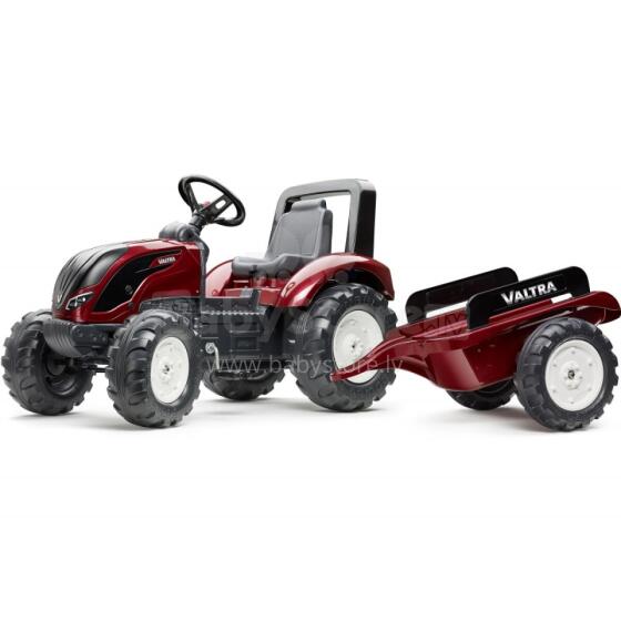 FALK Raudonas Pedalinis Traktorius Valtra S4 su Priekaba 3 metų ir vyresniems