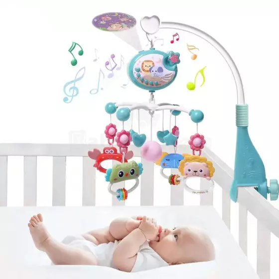 Muzikālais karuselis ar projektopru Art.22893 Musical Baby Crib Mobile with Lights & Music Projection – Remote Control Crib Toy for Newborns