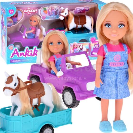 WOOPIE ROYAL Doll Niki Set with Horse, Car, and Trailer