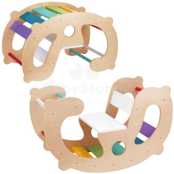 WOOPIE GREEN Medinis Vaivorykštės Sūpynės ir Tiltas 2in1 Montessori FSC