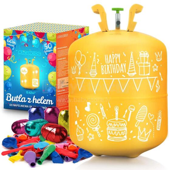 Helium tank 0.42m3 with balloons and ribbon Ricokids