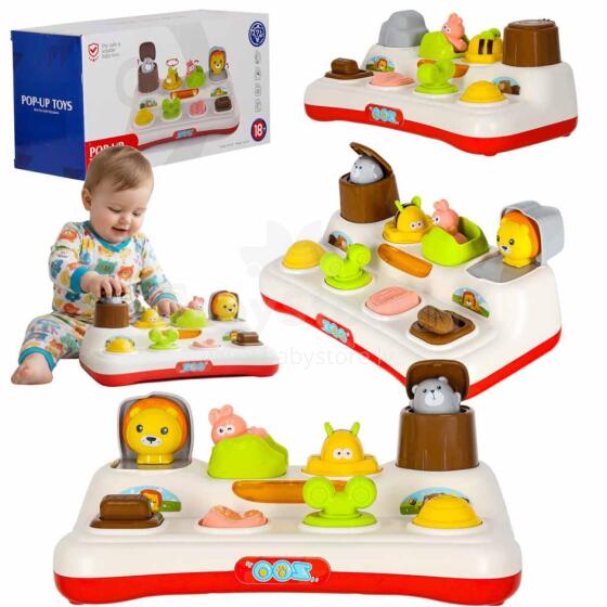Ikonka Art.KX2881 Educational toy pop-up animals lights sound