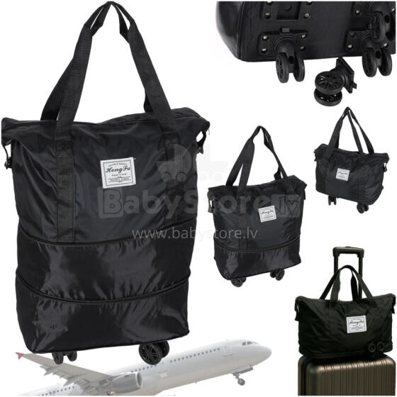 Ikonka Art.KX2991 Foldable, spacious travel bag on wheels, 3 sizes, black