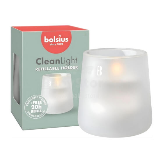 Žvakė su kvapu stiklinėje &bdquo;Clean Light&ldquo; &Oslash;95x85mm, 0% kvapo