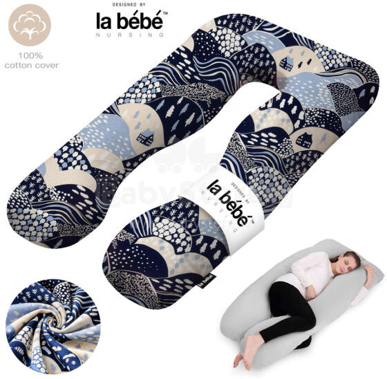 La Bebe™ Cushy Maternity Pillow Art. 00608159 Nordic Hills. Multifunctional Pregnancy Pillow (U-Shaped), Polyester Fiber Filling, 155×80 cm
