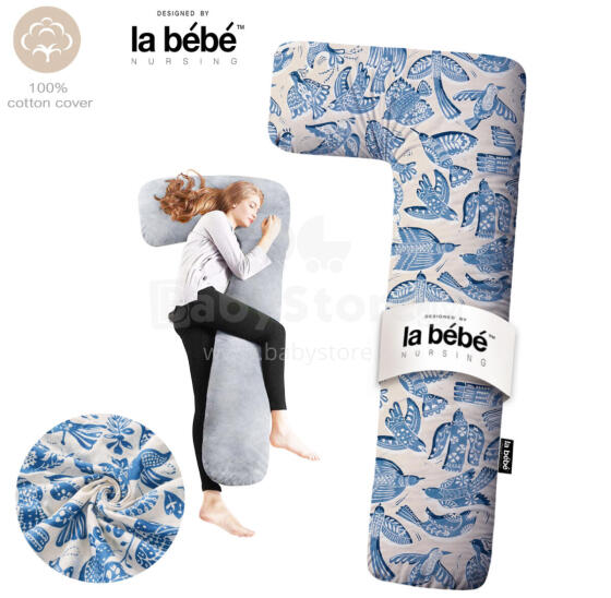 La Bebe™ Flopsy Pillow Art.90612661 Nordic Birds. Cotton Nursing Maternity, 180 см