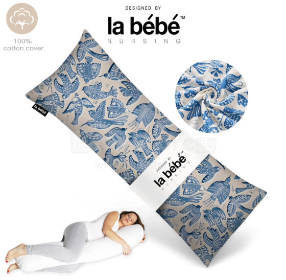 La Bebe™ Easy Maternity Pillow Art.90612661 Nordic Birds. 135 x 40 cm