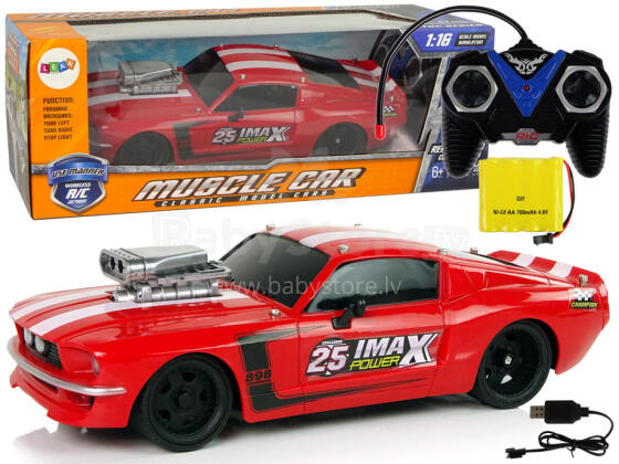 R/C Sports Car 1:16 Red White Stripes Pilot