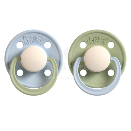 Rebael Round Latex Art.276178 Colour Mix Pacifier (nipple) made of 100% natural rubber 6+ months (2 pcs.)