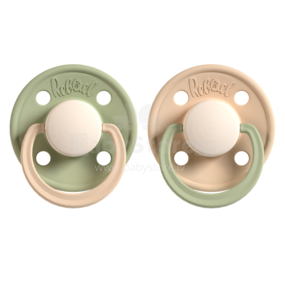 Rebael Round Latex Art.276183 Colour Mix Пустышка(соска) из 100% натурального каучука 6+мес.(2 шт.)