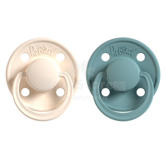 Rebael Round Latex Art.276198 Colour Mix Pacifier (nipple) made of 100% natural rubber 0-6 months (2 pcs.)